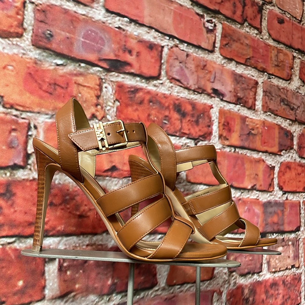 Brown Leather Michael Kors Strappy Heeled Sandals